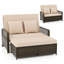 Causeuse de patio en rotin avec repose-pieds en osier et repose-pieds multifonctionnel-1126863049