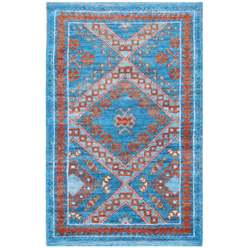Geometric Hand Knotted 89cm X 153cm Area Rug
