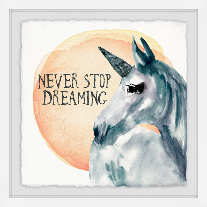 «Never Stop Dreaming», reproduction encadrée, H 12 po x l 12 po x P 1,5 po, Cadre blanc