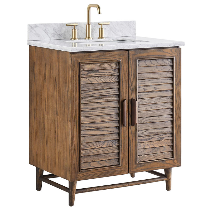 Meuble-lavabo simple 30 po avec plateau en marbre de Carrare Serenity