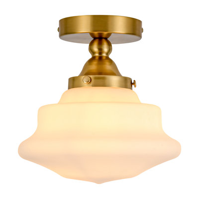 Plafonnier semi-encastré en verre cannelé à 1 lumière Buckminster