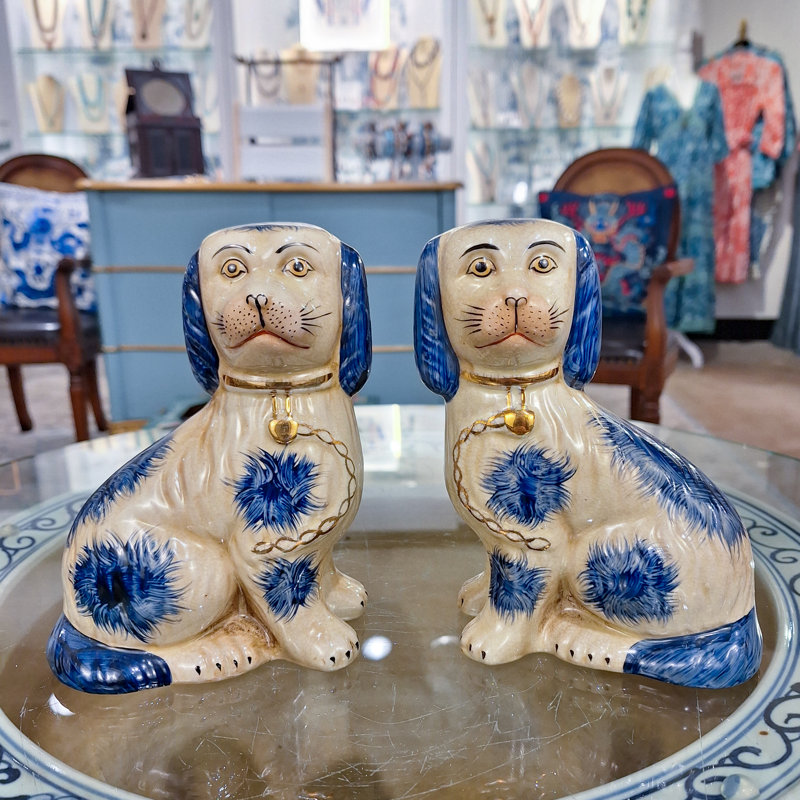 Staffordshire Dogs Blue Pair