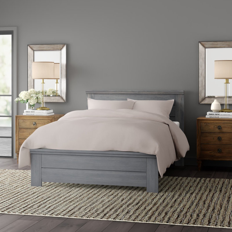  Ariarose Solid Wood Platform Bed, Driftwood, Queen