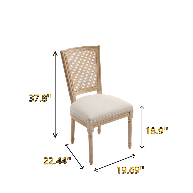 Ensemble de chaises de salle à manger 2 pièces avec dossier en T en rotin naturel
