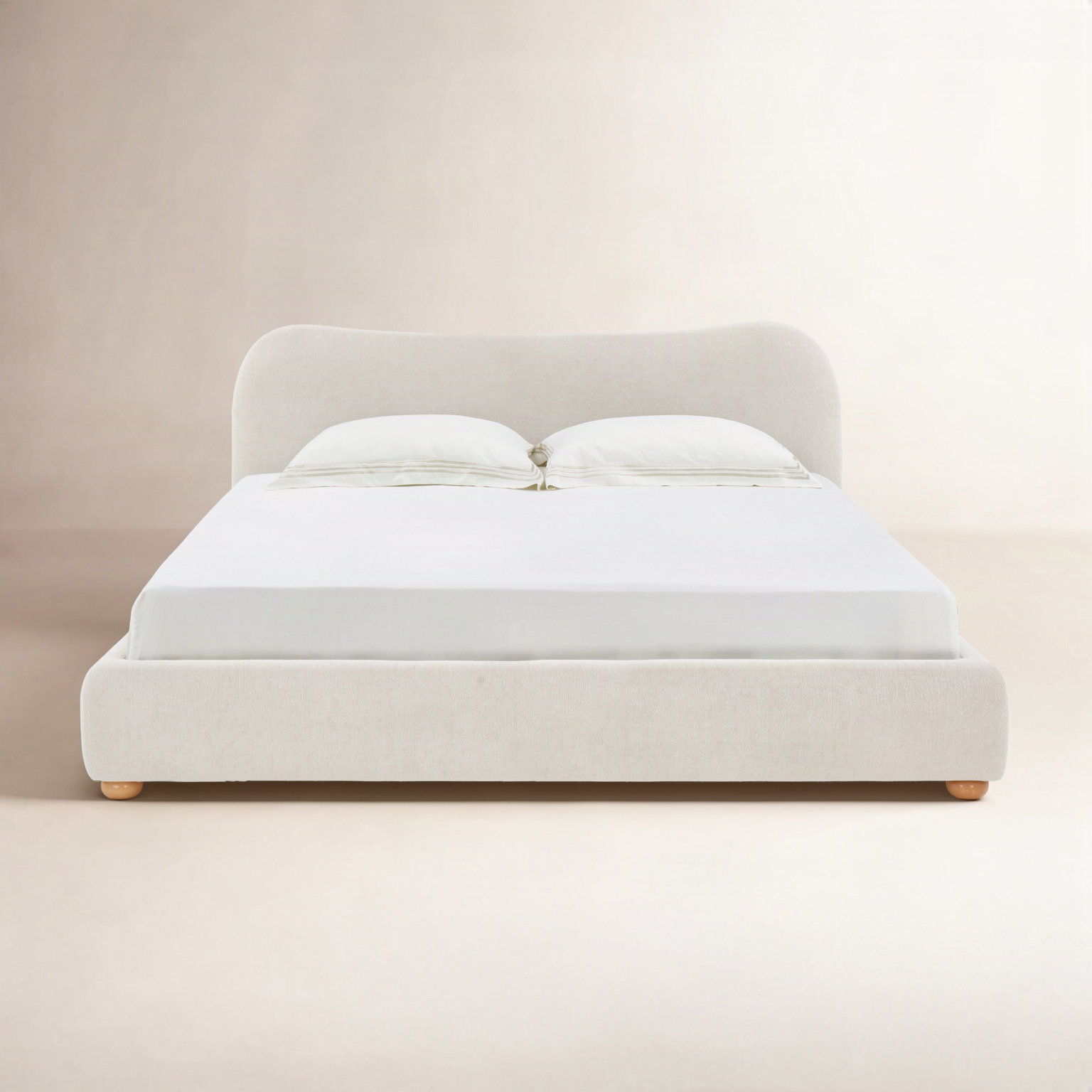 Liza Upholstered Bed, Queen, Taupe Boucle