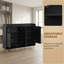 Armoire à chaussures moderne avec tablettes réglables, pieds en bois massif, buffet de rangement pour entrée / salon, noir