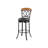 Soni Swivel Bar Height Chair, Scroll Back, Faux Leather, Black Metal-118708271