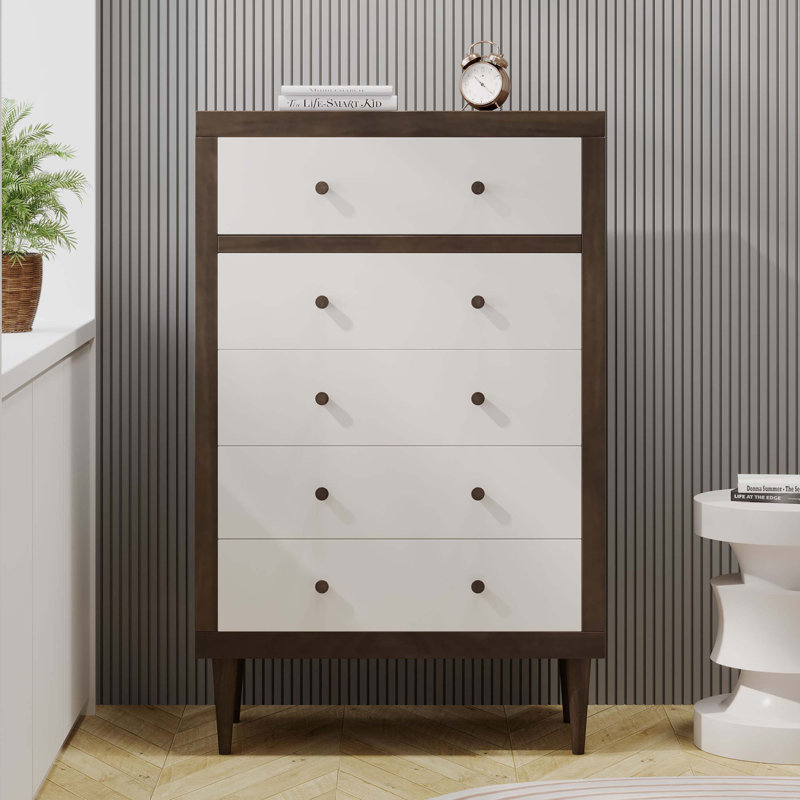 Commode à 5 tiroirs, Blanc