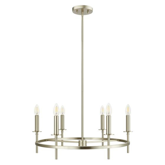 Lustre 6 lumières Kerween, Nickel brossé, Non