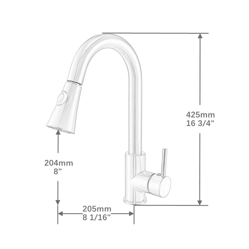 Pull Down Single Handle  Kitchen sink Faucet in Chrome, Chrome