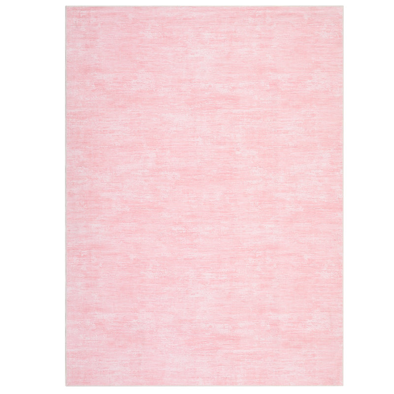Washable Solid Color Textured Thin Indoor Rug, Low Pile Area Rug with Soft Surface, Non Slip Backing, Easy Clean Design for Living Room, Bedroom, Dorm, Home Office