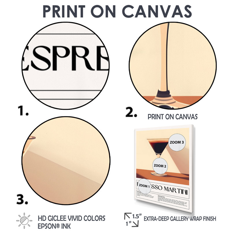 «Straight Up Espresso Martini», impression d'art mural, H 32 po x l 24 po, Cadre flottant doré