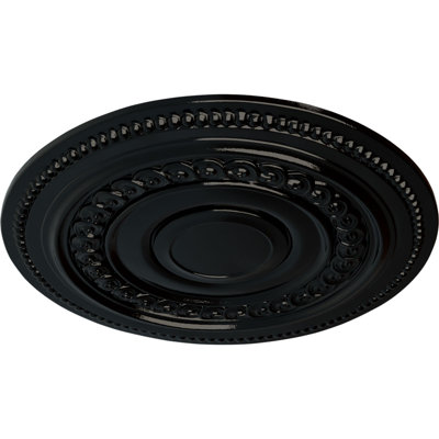 Endurathane Oldham Ceiling Medallion, 18"OD x 1 1/4"P (Fits Canopies up to 8 5/8"), Hand-Painted Black Pearl Finish