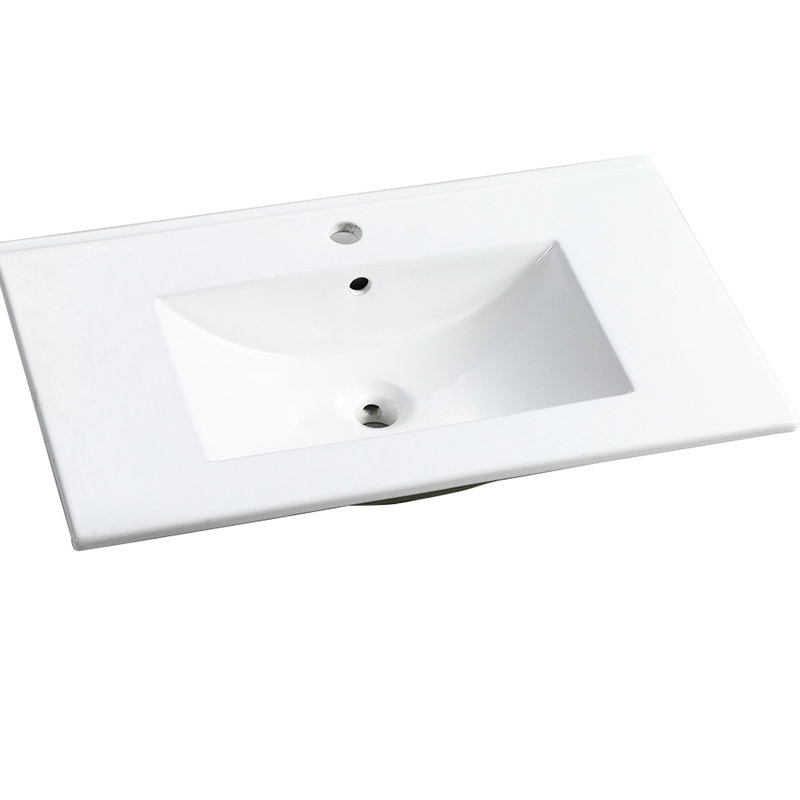 Comptoir de meuble-lavabo en céramique 30 po pour salle de bain, lavabo blanc brillant, l 29,9 po x l 18,3 po x H 6,7 po, céramique, lavabo blanc isolant 30 po, pour produits chimiques