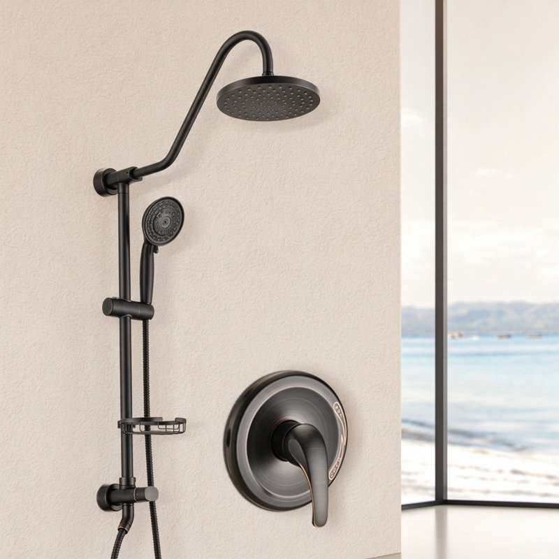 Pomme de douche avec système de douche à main avec pomme de douche à pluie de 8 po (soupape brute incluse)