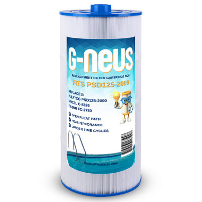 Filtre pour spa G-NEUS | Remplace 6540-488, PSD125-2000, Unicel C-8326, Filbur FC-2780, Aladdin 22507, Baleen AK-70013, Magnum SU125 | Couverture de 125 pieds carrés | Cartouche de remplacement haute performance, paquet de 1