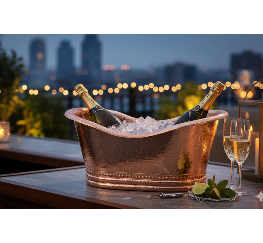 Ambiente Mexican Copper Crafts Ice Bucket 30x18" Oval - Wine Ice Bucket - Bar Ice Bucket & Beverage Tub Ambiente