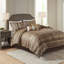 7 Piece Jacquard Comforter Set Brown/Gold-122118679-122118680