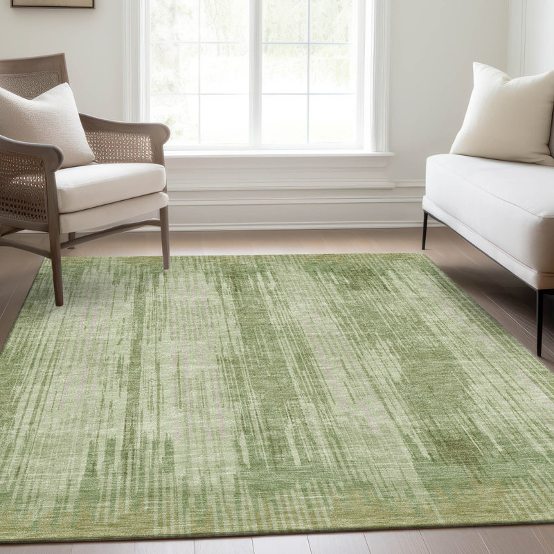 Premium Machine Washable Prisco Aloe Rug, Rectangle 2'6" x 3'10"