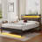 Modern Upholstered Platform Bed with Storage, Headboard, USB Charging Station & LED Lights-1449381662-1449381661-1464360063
