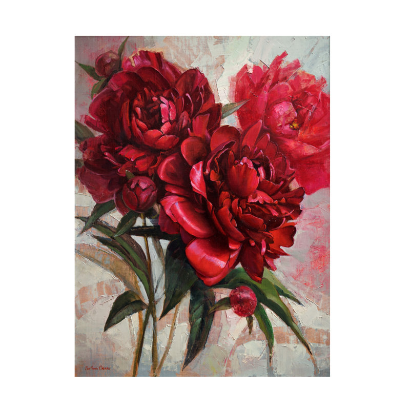 Art sur toile Red Pivoines par Svetlana Orinko, H 19 po x l 14 po x P 2 po