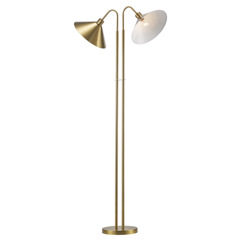 Lampe sur pied à col-de-cygne à 2 lumières Fayra