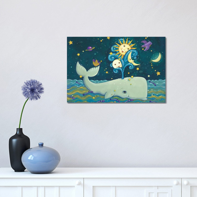 «Sunny Whale» par Viv Eisner - impression, H 12 po x l 18 po x 1,5 po, Toile tendue, Aucun mat