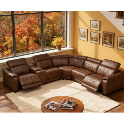 Ayshea Upholstered Power Reclining L-Shaped Sectional Reversible