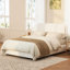 Structure de lit double Boucle avec tête de lit à hauteur réglable, lit plateforme moderne avec tête de lit courbée, lit plateforme élégant en tissu à profil bas Boucle, aucun sommier requis, assemblage facile, blanc