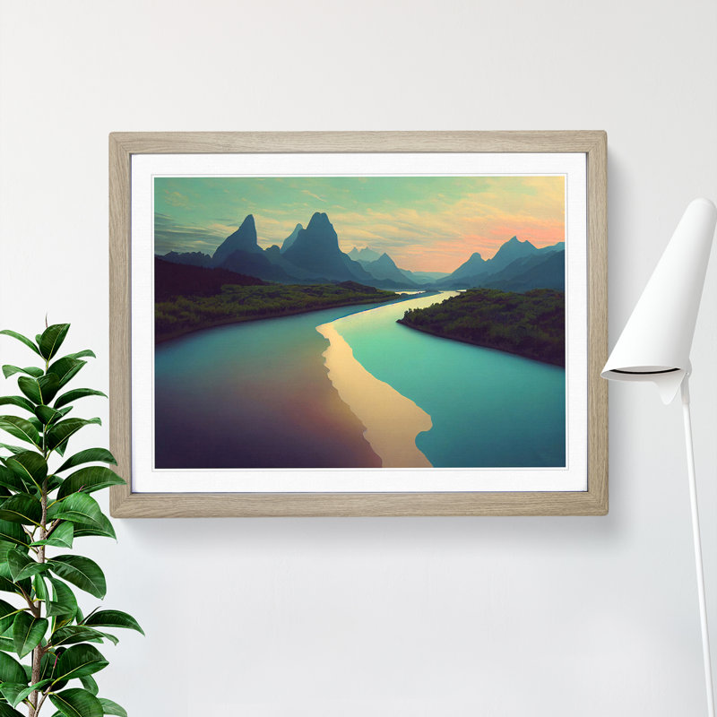 Mountain River Vol.3 - Framed Print, 46cm H x 64cm W x 2cm D, Oak Framed
