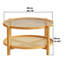 Table basse ronde en rotin 27 po, table basse en bambou à 2 niveaux avec plateau en verre 27 po