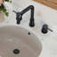 Robinet de lavabo de salle de bain à 3 trous, robinet de salle de bain à 2 poignées avec drain-129892476