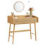 Virdie Boho Vanity Desk with Light Up Mirror, 3 Drawers, Dimmable, Touch Control Light with 3 Colour Hues-1260290479