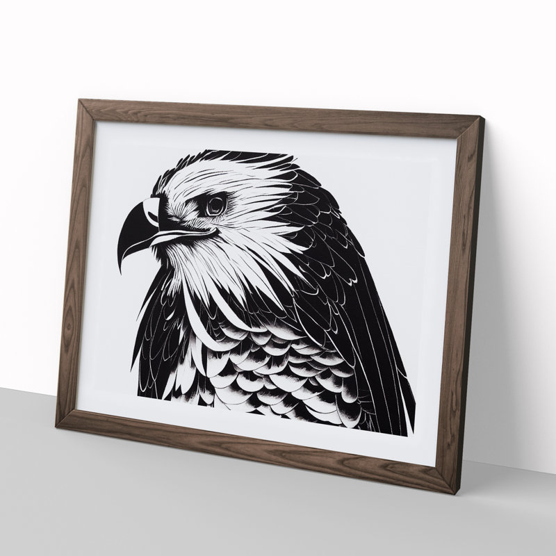 XH1022-9200X Tremendous Eagle Bird - Single Picture Frame Painting, 46cm H x 64cm W x 2cm D, Walnut