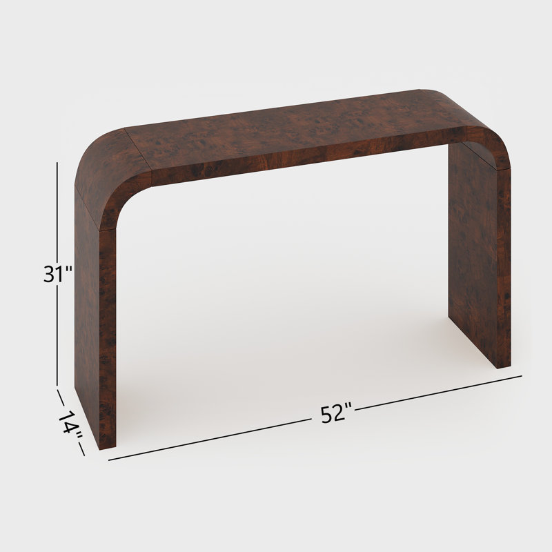 Shelmerdine 52" W Burlwood Console Table, Walnut