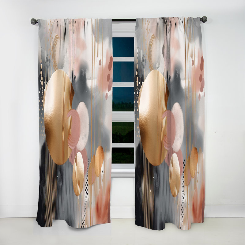 Soft Colors Shapes And Lines Marble I - Abstract Marble Curtain - Velvet Room Darkening - 1 panel, 52" W x 120" L