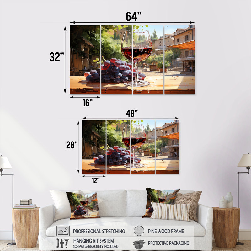Ensemble de 4 décorations murales Cabernet Wine II, H 28 po x l 48 po