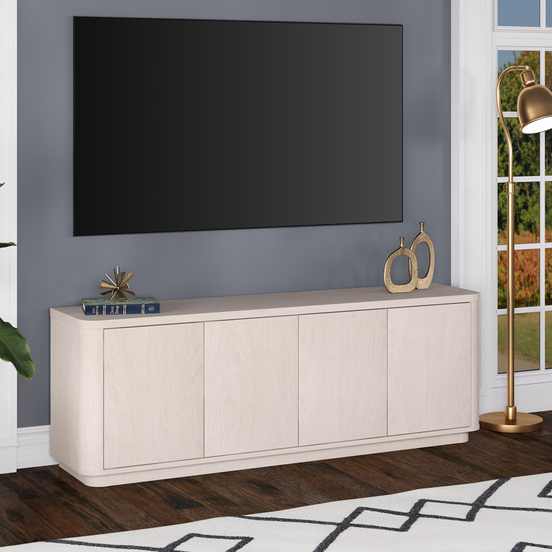 Weybossett Rectangular TV Stand, White Wood