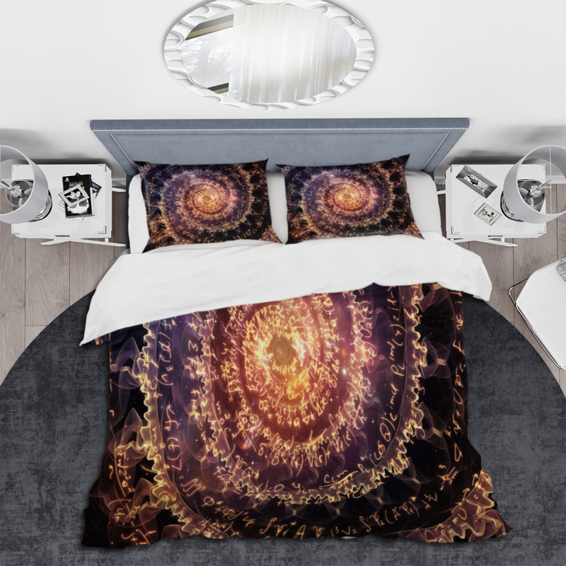 Shining Fractal Spiral - Ensemble de housse de couette moderne - Microfibre de polyester