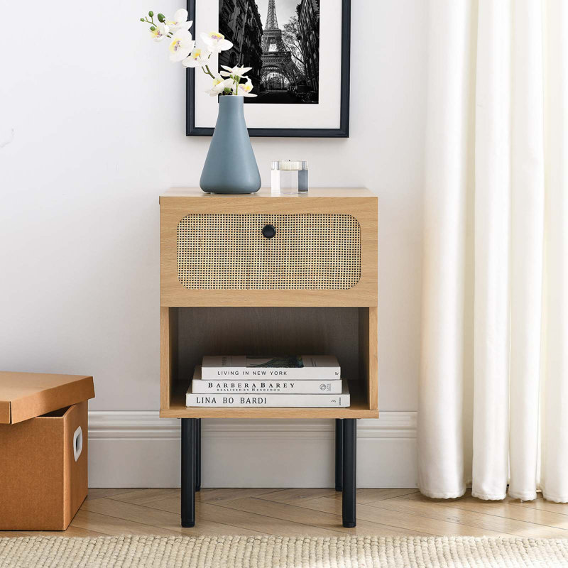 Modway Chaucer Nightstand, Oak/Black