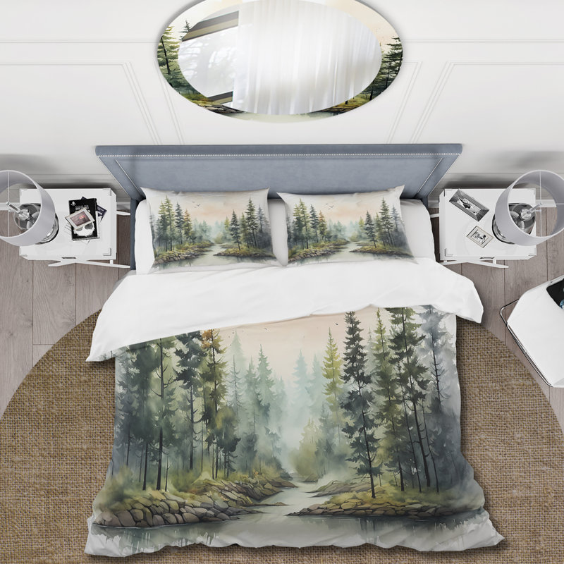 Ensemble de housse de couette Tranquil Forest Oasis III - Countryside, Housse de couette très grand et 2 très grandes t