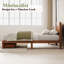 Lit plateforme simple en bois massif de style Mid-Century avec tiroirs de rangement sous le lit, brun-509280233-509280235