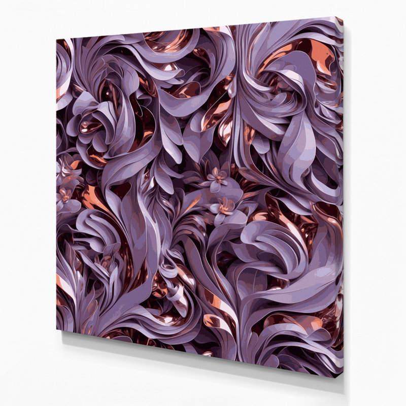 «Abstract Florals 59», art mural sur toile mauve