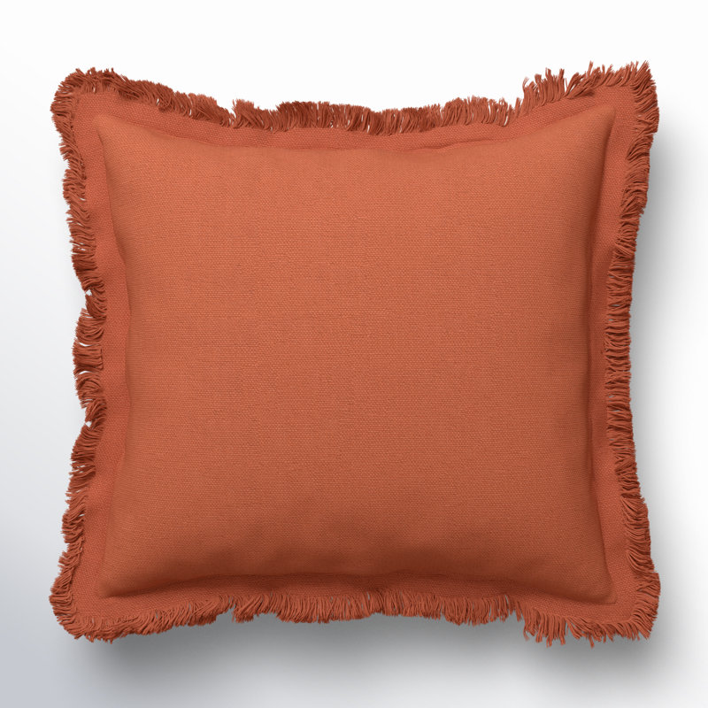 Porter Square Cotton Pillow Cover and Insert, Rust