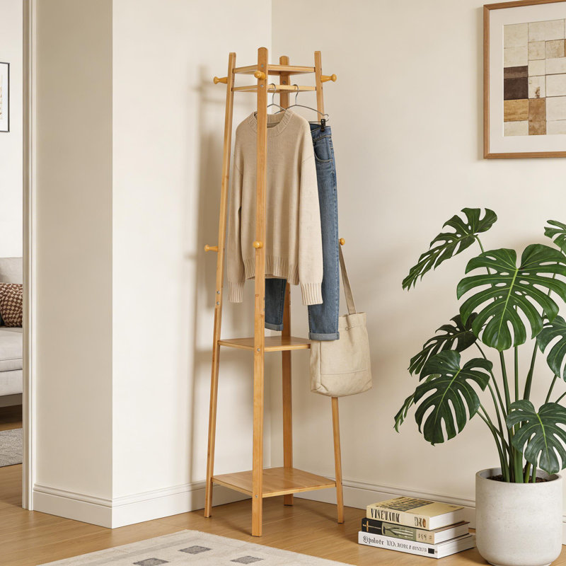 Turrell Solid Wood Freestanding 8 - Hook Coat Rack