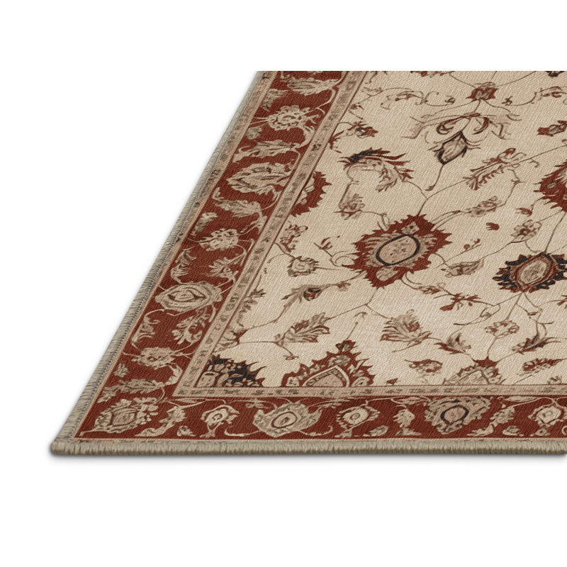 Machine Washable Persian Beige Area Rug, Round 3'