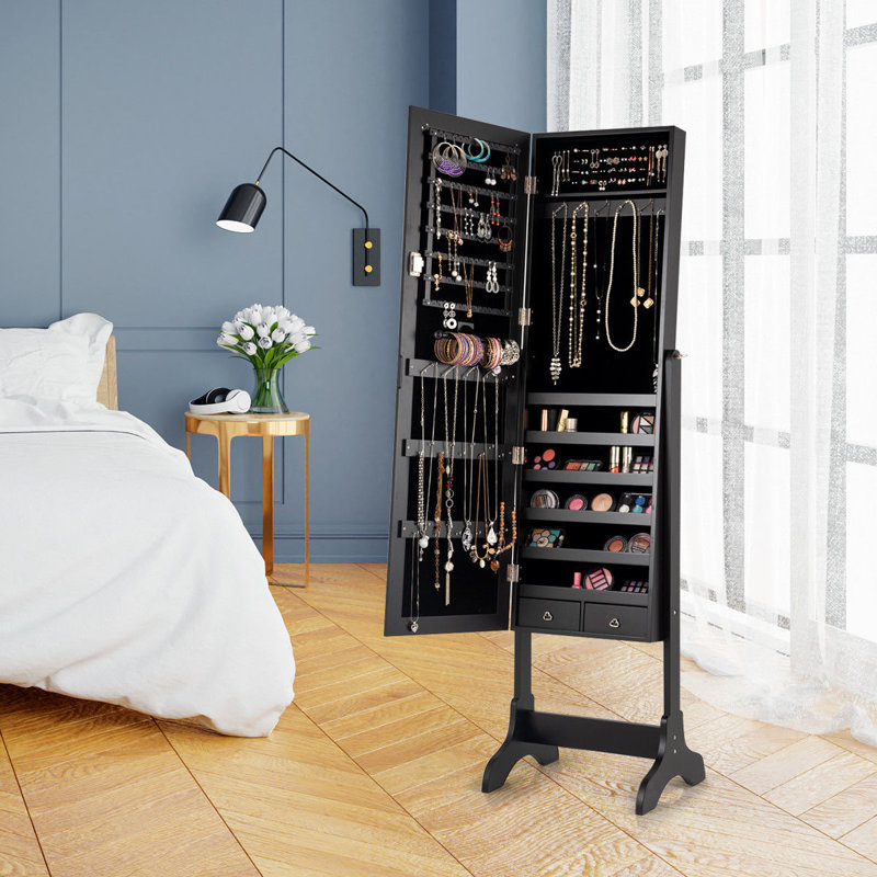 Armoire à bijoux avec miroir Mynatt, Noir