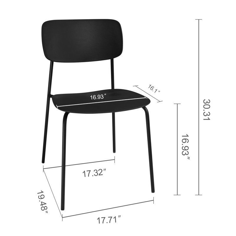 16.92 " H Plastic Side Chair, Black