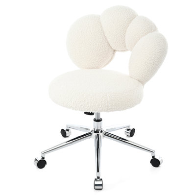 Chaise pivotante réglable en hauteur avec mousse haute et siège en éponge de couleur blanche, capacité de rotation de 360