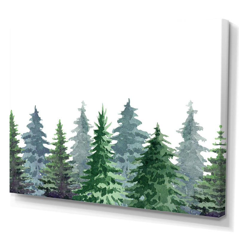 Paysage de montagne avec sapins II - reproduction sur toile, H 34 po x l 44 po, Toile tendue